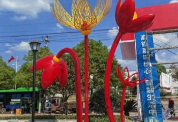 郁金香雕塑訂做，室外軟裝，不銹鋼郁金香雕塑廠