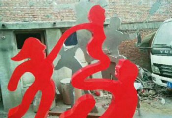 校園福字雕塑，拉絲景觀雕塑，抽象主題