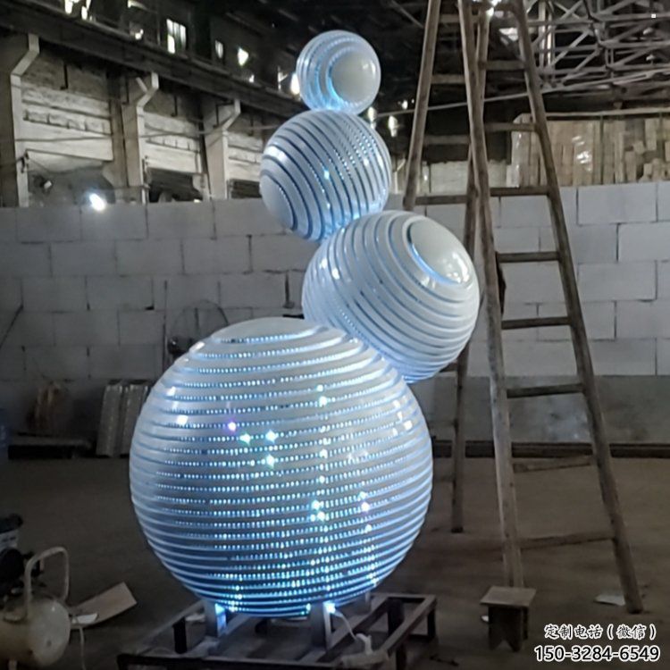 燈光球雕塑承接，城市雕塑，不銹鋼燈光球雕塑精品