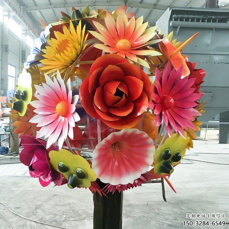 花球雕塑廠家，美陳雕塑，不銹鋼花球雕塑定制