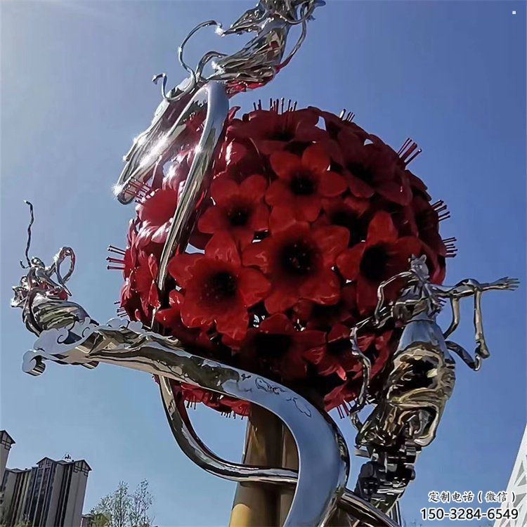 花球雕塑制作，鍛造工藝，不銹鋼花球雕塑選用