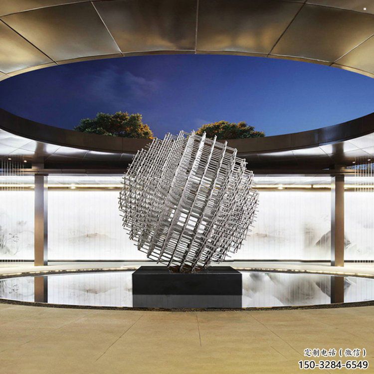 鏤空球雕塑擺件，室外軟裝，異形鏤空球雕塑定制