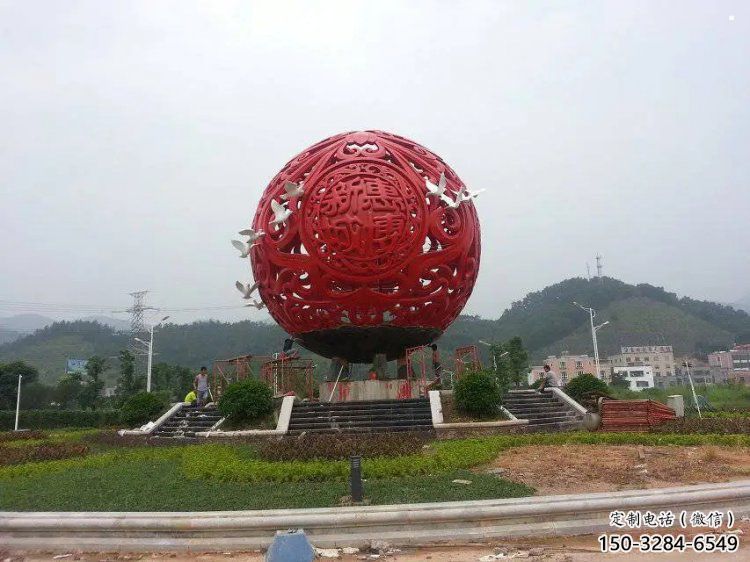 圓球雕塑訂做，街道標(biāo)識(shí)，烤漆圓球雕塑定做