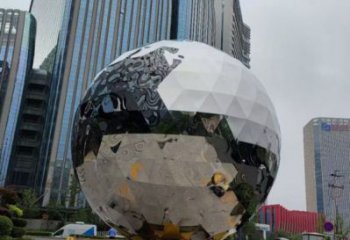 鏡面球雕塑廠家，美陳雕塑，不銹鋼球雕塑生產商
