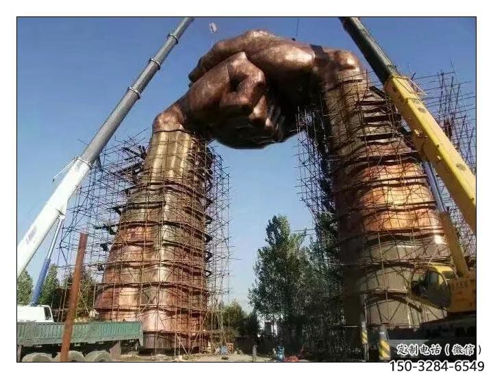 拳頭雕塑供需，室外軟裝，金屬不銹鋼拳頭雕塑制作