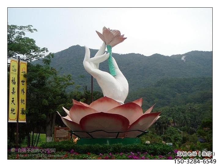 手拈花雕塑，街頭藝術，不銹鋼手拈花雕塑展品