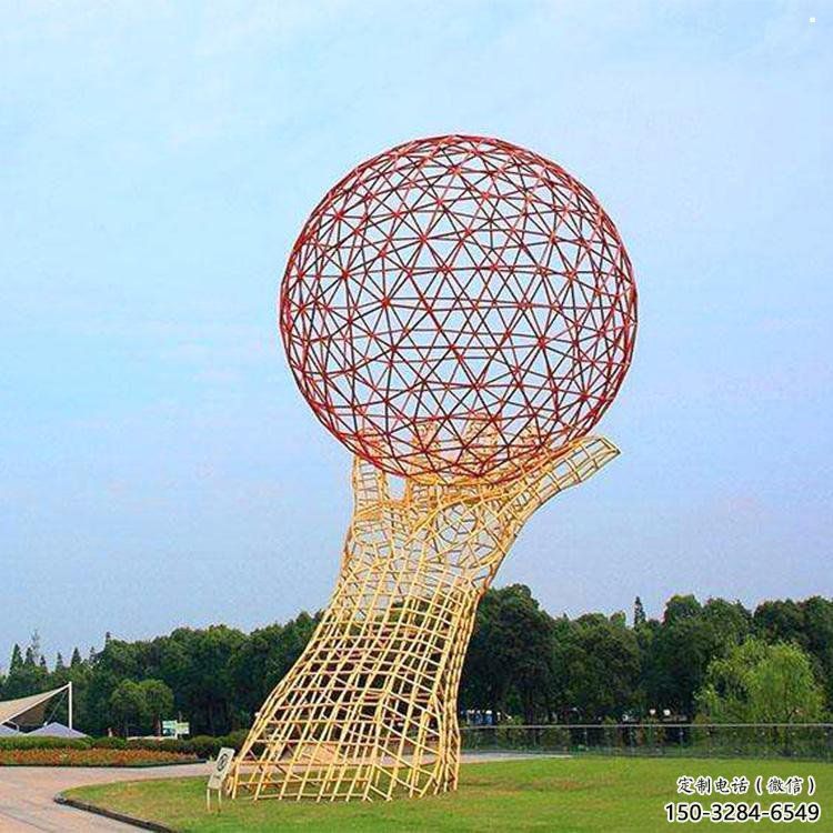 火球雕塑定制,市標雕塑,鏤空手托火球雕塑廠家 火球雕塑定制,市標雕塑,鏤空手托火球雕塑廠家