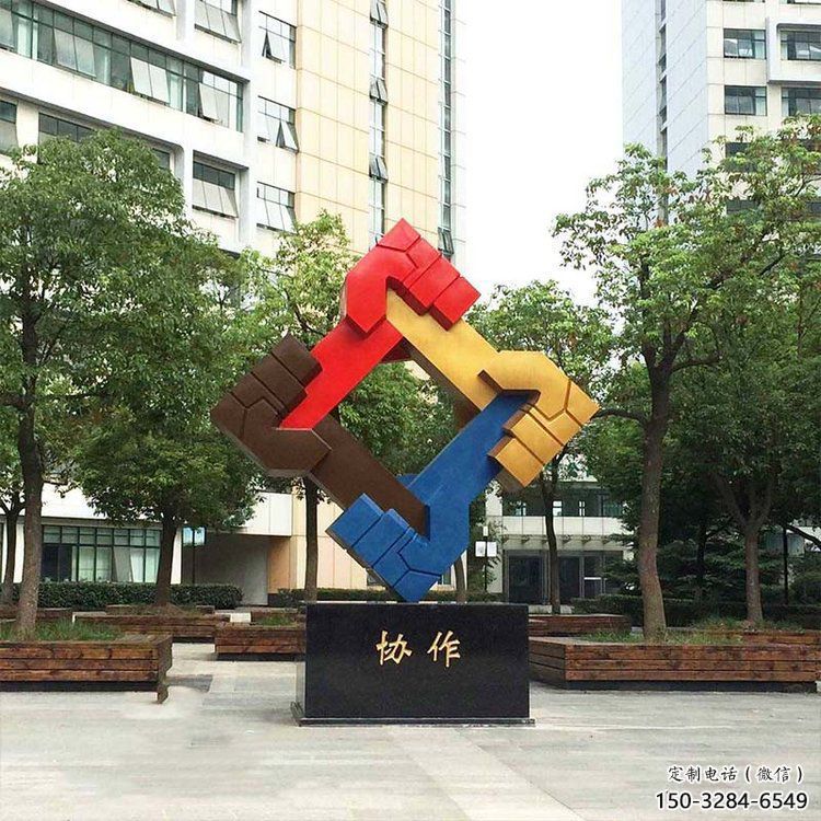 握手雕塑指用，多彩藝術，景觀不銹鋼握手雕塑廠家