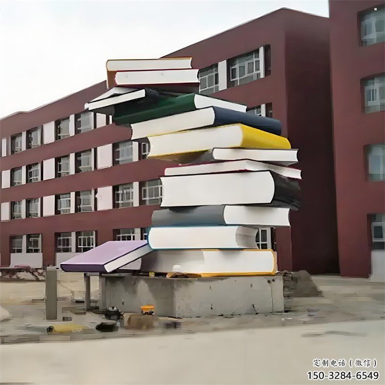 學校疊書雕塑提供，多彩藝術，中式不銹鋼疊書雕塑通用