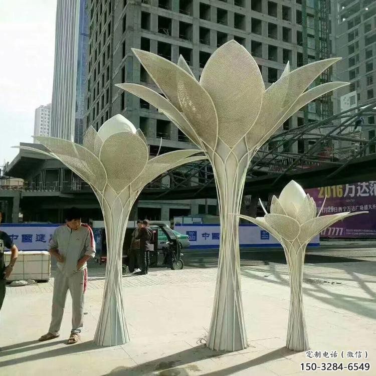 花樹雕塑定做，村標概念，不銹鋼花樹雕塑制造商