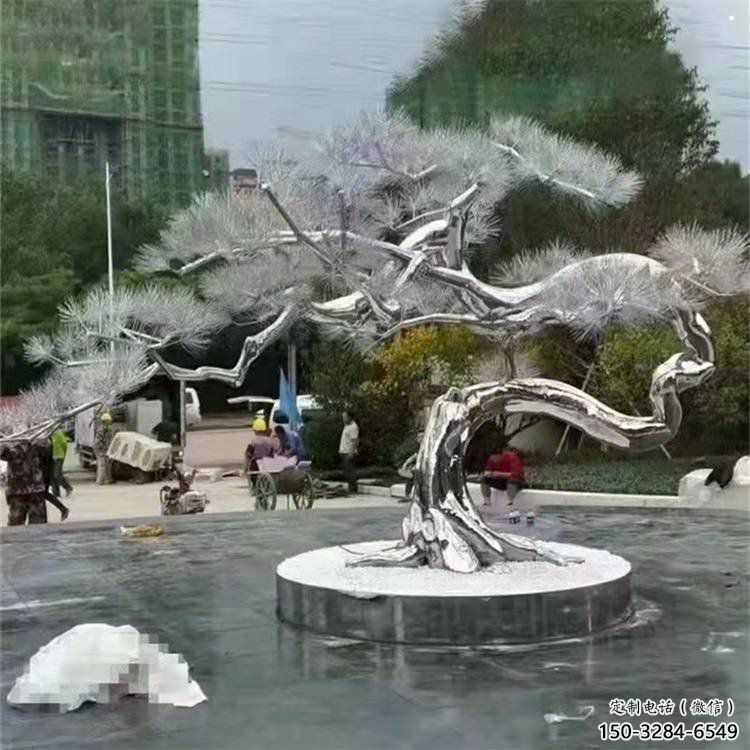松樹雕塑制造商，美陳雕塑，不銹鋼松樹雕塑廠家