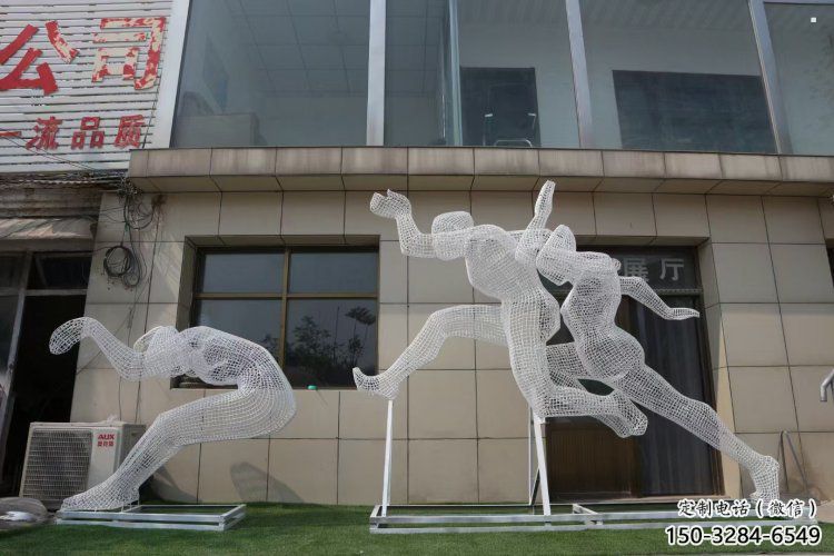 鏤空體育雕塑常用，公園小品，鐵藝運動人物雕塑生產商