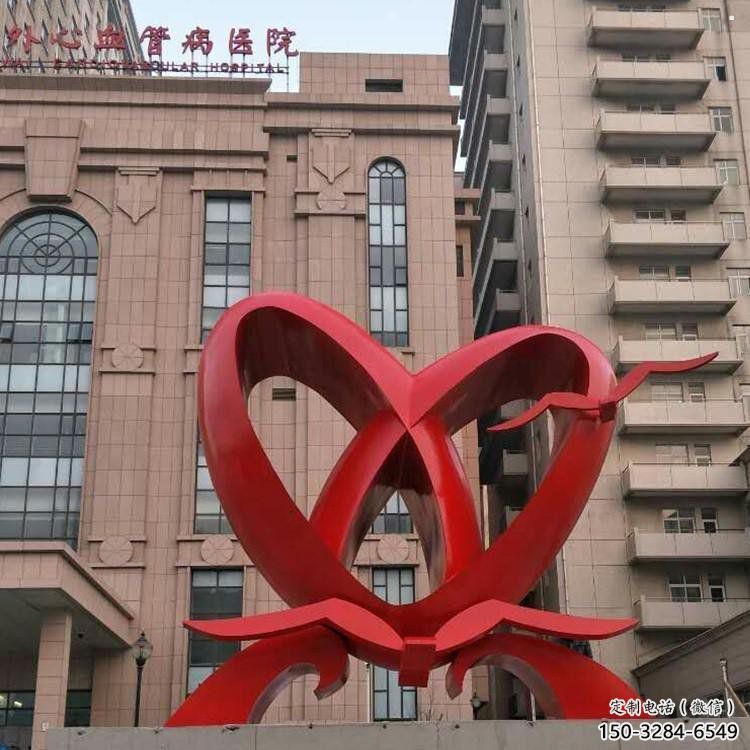 大型雙心雕塑公司制作，花園小品，不銹鋼雙心雕塑提供
