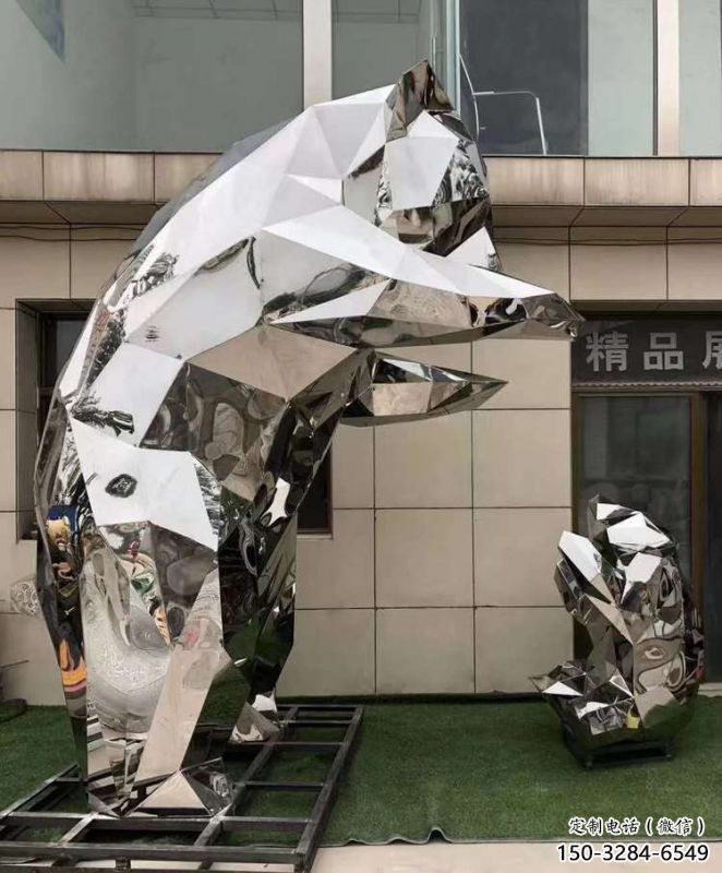 熊貓雕塑工程供應，景觀雕塑，幾何不銹鋼熊貓雕塑供求