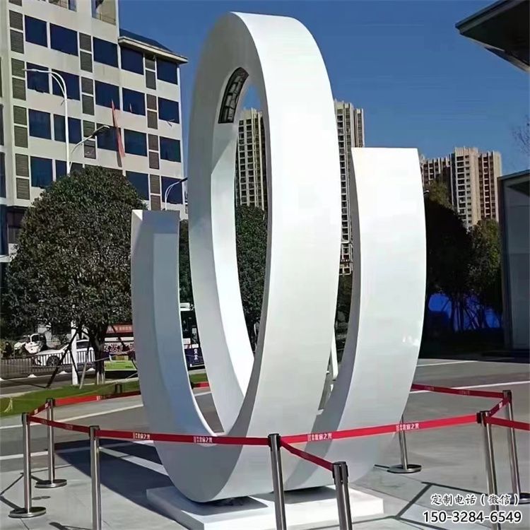 售樓部圓環雕塑,噴砂發光雕塑,烤漆題材 售樓部圓環雕塑,噴砂發光雕塑,烤漆題材