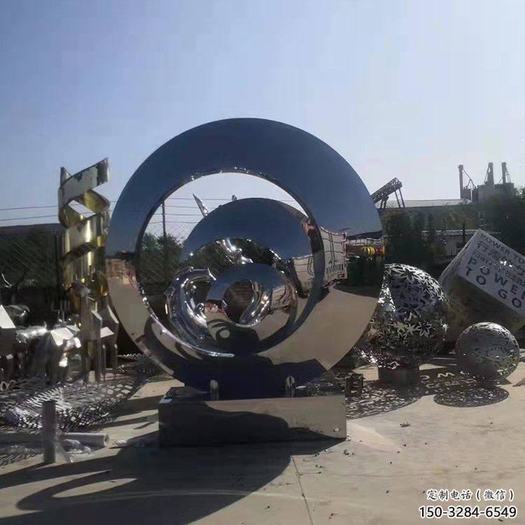 步行街圓環雕塑，鍛造景觀雕塑，鏤空方式