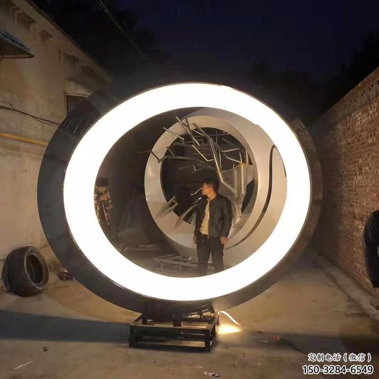 圓環雕塑制造商，城區小品，不銹鋼圓環雕塑制作定制