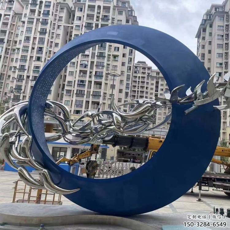 圓環雕塑訂做，城市雕塑，烤漆圓環雕塑專供