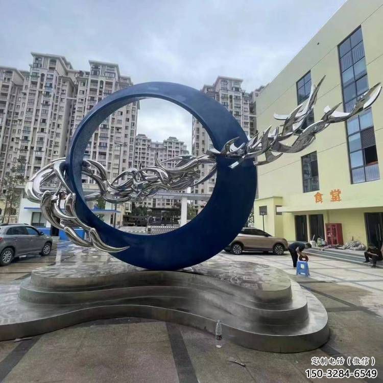 圓環雕塑定做，小區擺件，烤漆圓環雕塑制作