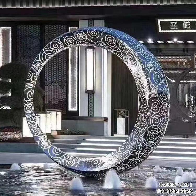 圓環(huán)雕塑標(biāo)準(zhǔn)，景觀雕塑，不銹鋼圓圈雕塑廠家提供
