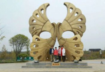 銀杏葉雕塑定制，露天雕塑，不銹鋼銀杏葉雕塑廠家