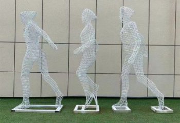 體育人物雕塑供求，景觀雕塑，鏤空鐵藝人物雕塑優選