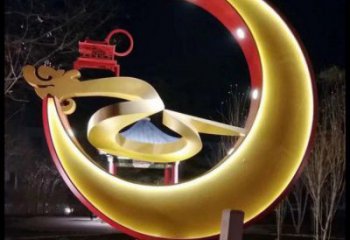 制造月亮雕塑廠家，地標擺件，烤漆鏤空月亮雕塑精選