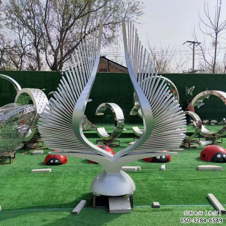 庭院翅膀雕塑，公園歐式雕塑，網(wǎng)格形式