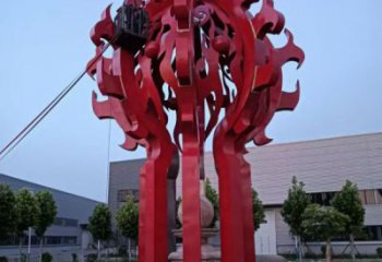 城關火球雕塑，精神堡壘火球雕塑落地展示