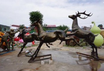 臨滄戶外小鹿批發，動物雕塑，梅花鹿銅雕塑供求