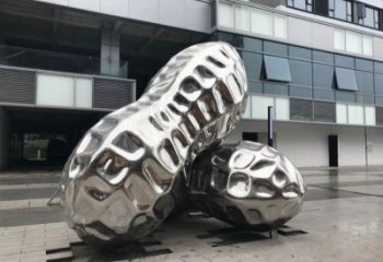 濱江花生雕塑制造，白鋼構(gòu)件，不銹鋼花生雕塑提供
