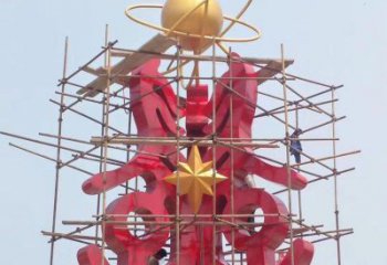 萬(wàn)盛景觀科技之星雕塑選用，美陳雕塑，抽象不銹鋼科技之星雕塑標(biāo)準(zhǔn)