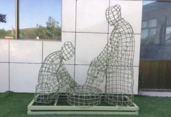 大渡口鏤空洗腳雕塑制作，園林裝飾，鐵藝孝道人物雕塑